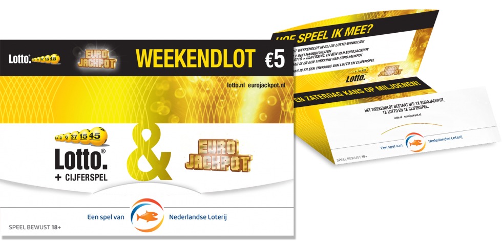Het Weekendlot is een combinatie van Lotto, Cijferspel en Eurojackpot. De enveloppe met de spelregels past naadloos om het zojuist gekochte, hopelijk winnende lot.
